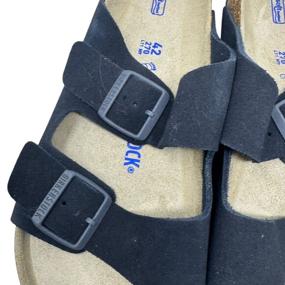 Birkenstock Arizona Navy Blue Suede Soft Footbed Sandals EU size 42 Mens 9 - Picture 2 of 8